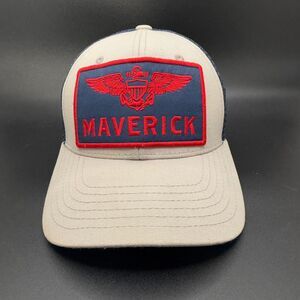 Maverick Tan & Black Hat Winged Anchor Patch Navy SEAL Top Gun Style Cap